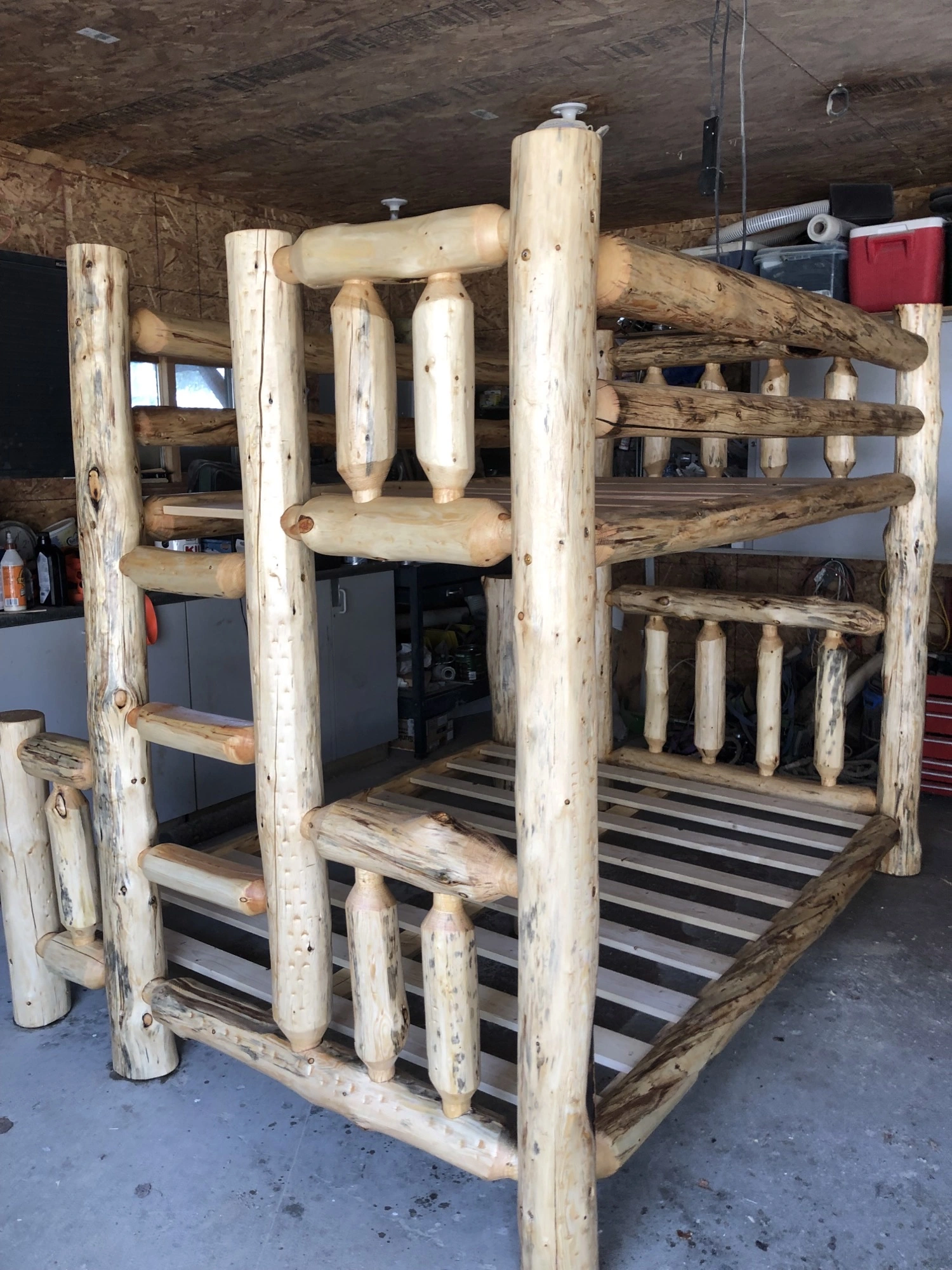 Log Bunk Bed