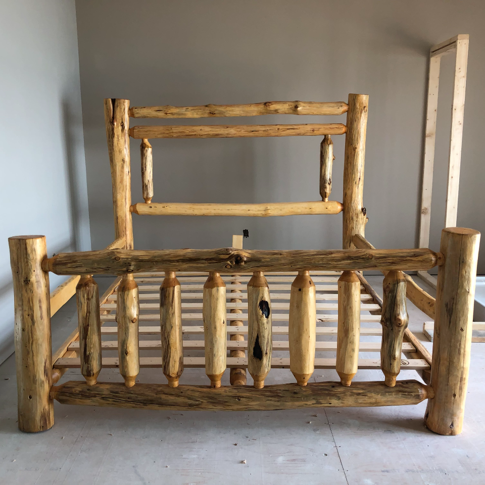 Log Unfinished King Bed