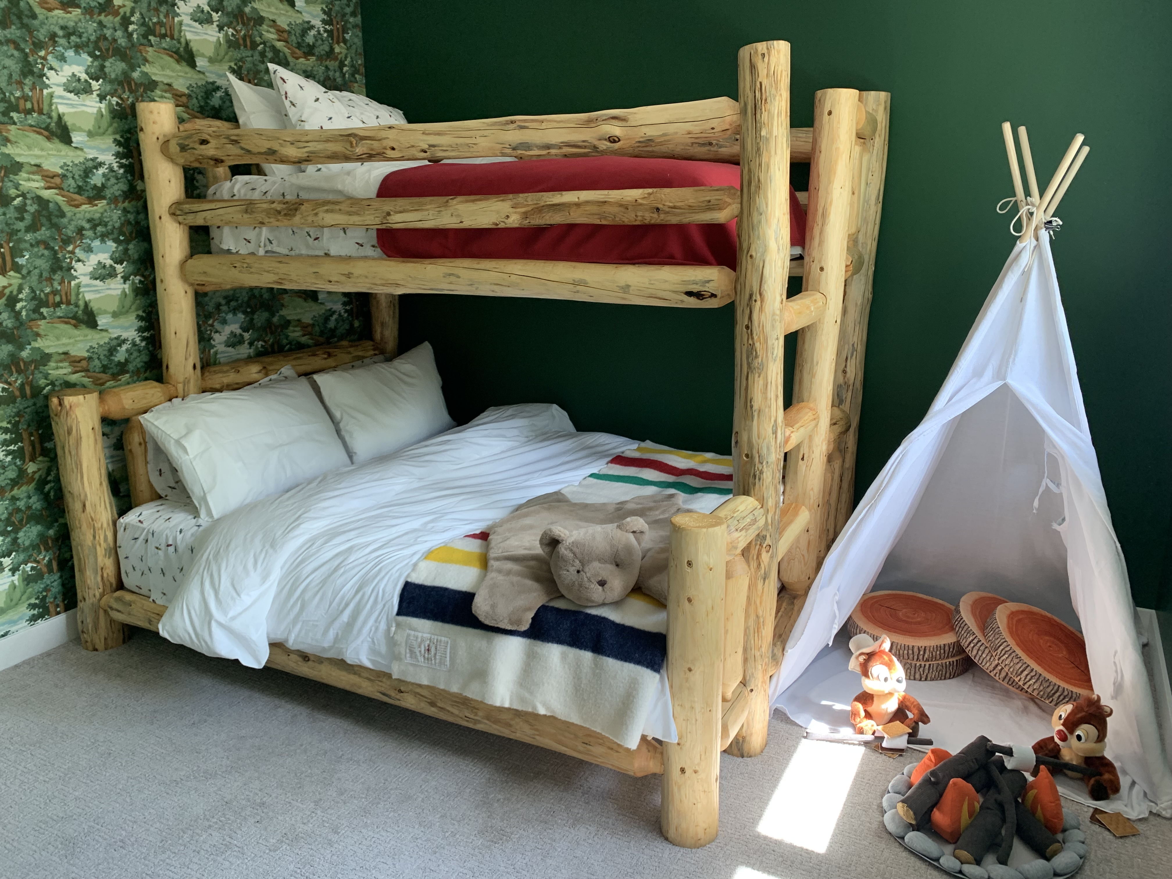 Log Bunk Bed